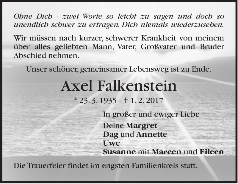  Traueranzeige für Axel Falkenstein vom 04.02.2017 aus Stuttgarter Zeitung / Stuttgarter Nachrichten