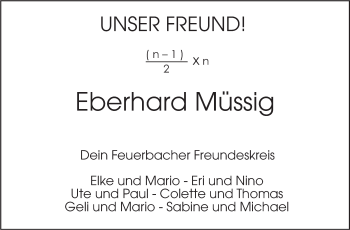 Traueranzeige von Eberhardt Müssig von Stuttgarter Zeitung / Stuttgarter Nachrichten