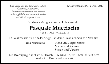 Traueranzeige von Pasquale Mucciacito von Stuttgarter Zeitung / Stuttgarter Nachrichten