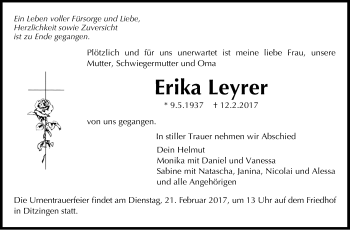 Traueranzeige von Erika Leyrer von Stuttgarter Zeitung / Stuttgarter Nachrichten