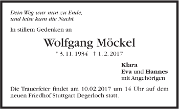 Traueranzeige von Wolfgang Möckel von Stuttgarter Zeitung / Stuttgarter Nachrichten