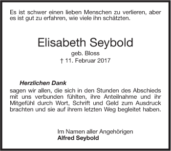 Traueranzeige von Elisabeth Seybold von Stuttgarter Zeitung / Stuttgarter Nachrichten