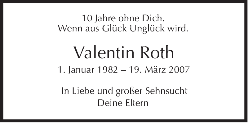  Traueranzeige für Valentin Roth vom 18.03.2017 aus Stuttgarter Zeitung / Stuttgarter Nachrichten