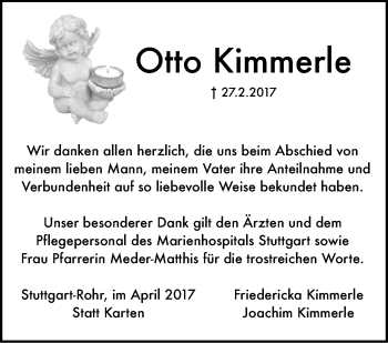 Traueranzeige von Otto Kimmerle von Stuttgarter Zeitung / Stuttgarter Nachrichten