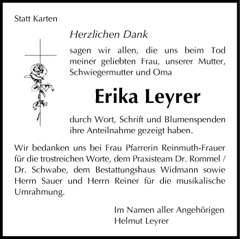 Traueranzeige von Erika Leyrer von Stuttgarter Zeitung / Stuttgarter Nachrichten