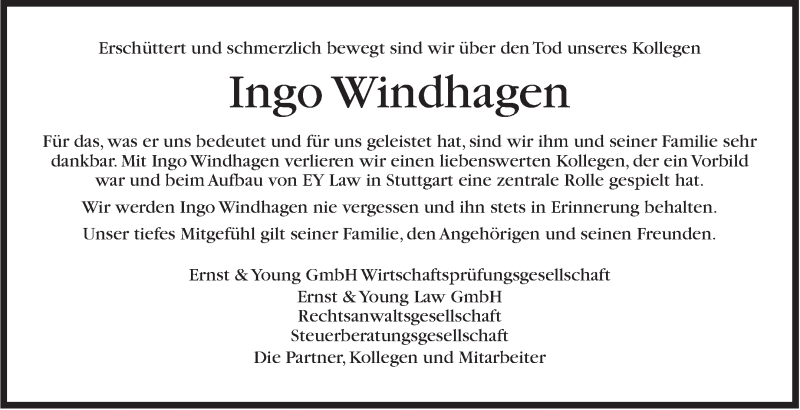  Traueranzeige für Ingo Windhagen vom 20.06.2017 aus Stuttgarter Zeitung / Stuttgarter Nachrichten