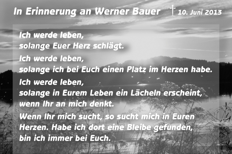  Traueranzeige für Werner Bauer vom 10.06.2017 aus Stuttgarter Zeitung / Stuttgarter Nachrichten