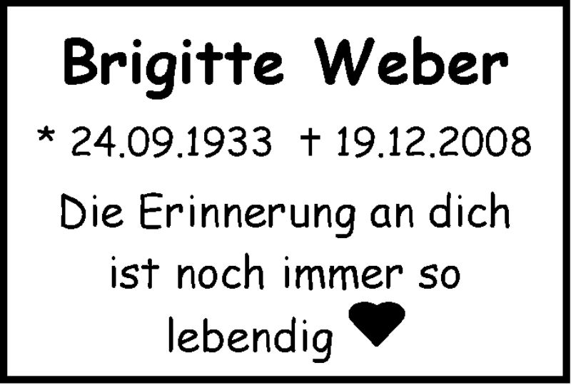  Traueranzeige für Brigitte  Weber vom 23.09.2017 aus Stuttgarter Zeitung / Stuttgarter Nachrichten