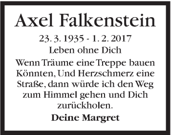 Traueranzeige von Axel Falkenstein von Stuttgarter Zeitung / Stuttgarter Nachrichten
