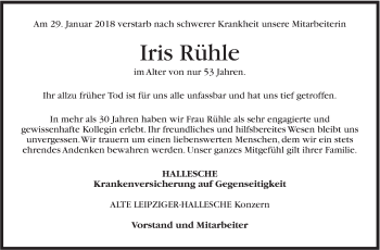 Traueranzeige von Iris Rühle von Stuttgarter Zeitung / Stuttgarter Nachrichten