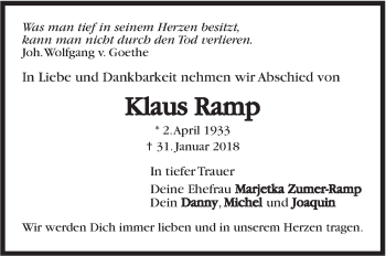 Traueranzeige von Klaus Ramp von Stuttgarter Zeitung / Stuttgarter Nachrichten