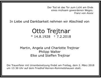 Traueranzeige von Otto Trejtnar von Stuttgarter Zeitung / Stuttgarter Nachrichten