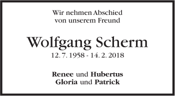 Traueranzeige von Wolfgang Scherm von Stuttgarter Zeitung / Stuttgarter Nachrichten