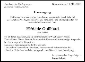 Traueranzeige von Elfriede Guilliard von Stuttgarter Zeitung / Stuttgarter Nachrichten
