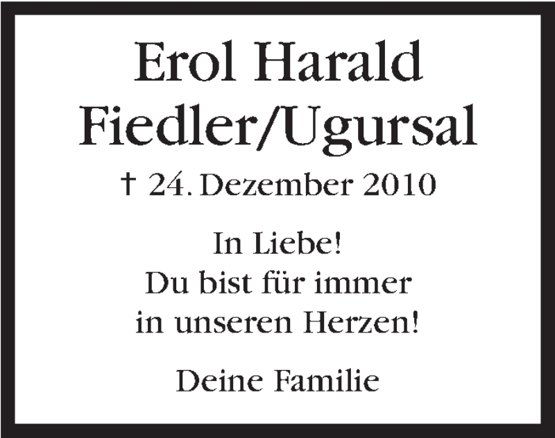  Traueranzeige für Erol Harald Fiedler vom 24.12.2019 aus Stuttgarter Zeitung / Stuttgarter Nachrichten