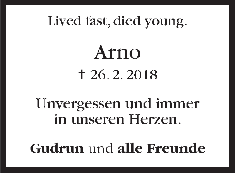  Traueranzeige für Arno Schauer vom 26.02.2019 aus Stuttgarter Zeitung / Stuttgarter Nachrichten