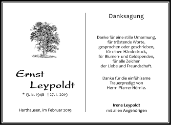 Traueranzeige von Ernst Leypoldt von Stuttgarter Zeitung / Stuttgarter Nachrichten