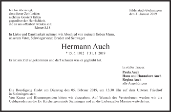 Traueranzeige von Hermann Auch von Stuttgarter Zeitung / Stuttgarter Nachrichten
