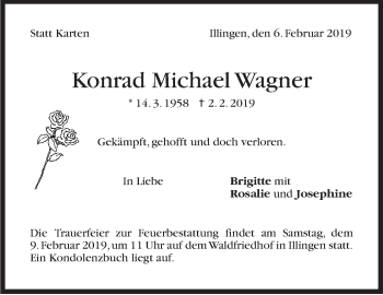 Traueranzeige von Konrad Michael Wagner von Stuttgarter Zeitung / Stuttgarter Nachrichten