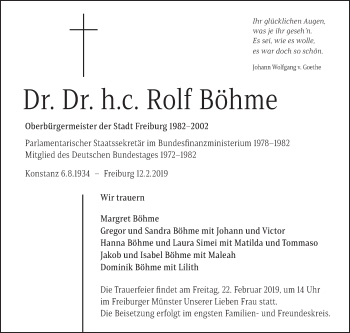 Traueranzeige von Rolf Böhme von Stuttgarter Zeitung / Stuttgarter Nachrichten