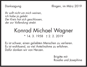 Traueranzeige von Konrad Michael Wagner von Stuttgarter Zeitung / Stuttgarter Nachrichten