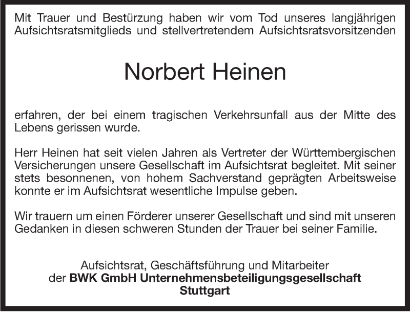  Traueranzeige für Norbert Heinen vom 13.04.2019 aus Stuttgarter Zeitung / Stuttgarter Nachrichten