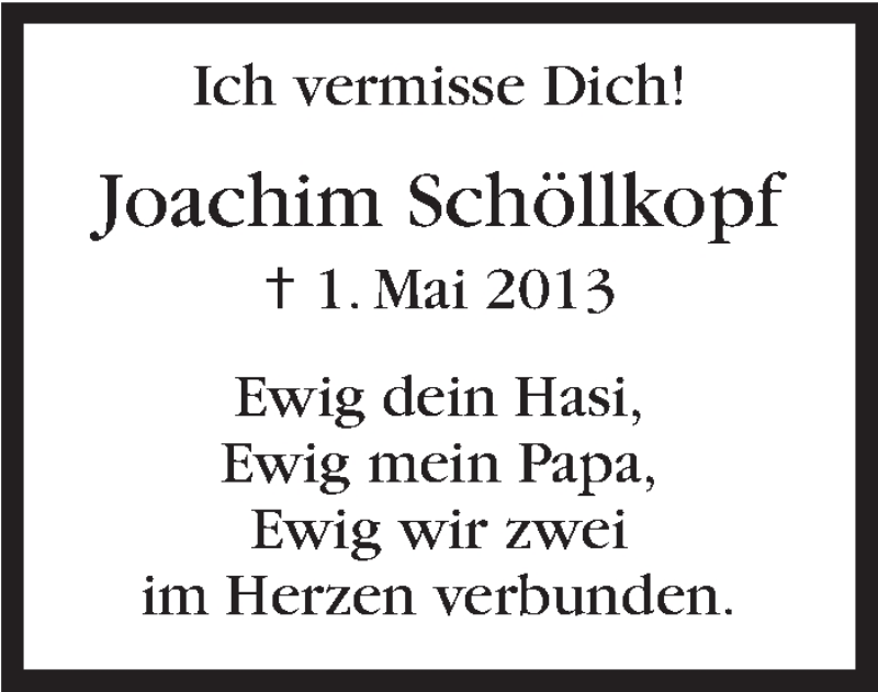  Traueranzeige für Joachim Schöllkopf vom 02.05.2019 aus Stuttgarter Zeitung / Stuttgarter Nachrichten
