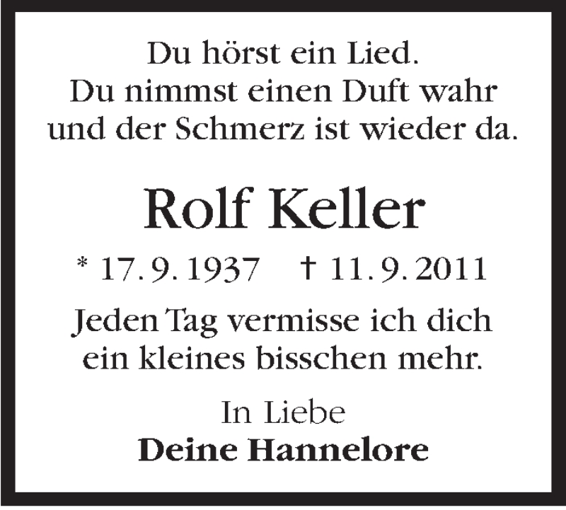  Traueranzeige für Rolf Keller vom 11.09.2019 aus Stuttgarter Zeitung / Stuttgarter Nachrichten