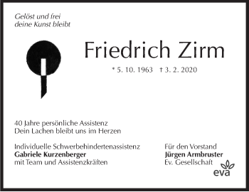 Traueranzeige von Friedrich Zirm von Stuttgarter Zeitung / Stuttgarter Nachrichten