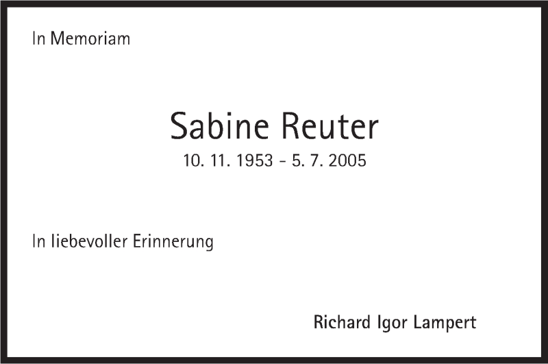  Traueranzeige für Sabine Reuter vom 04.07.2020 aus Stuttgarter Zeitung / Stuttgarter Nachrichten