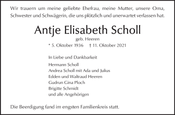 Traueranzeige von Antje Elisabeth Scholl von Stuttgarter Zeitung / Stuttgarter Nachrichten