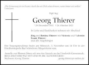 Traueranzeige von Georg Thierer von Stuttgarter Zeitung / Stuttgarter Nachrichten