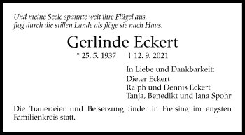 Traueranzeige von Gerlinde Eckert von Stuttgarter Zeitung / Stuttgarter Nachrichten