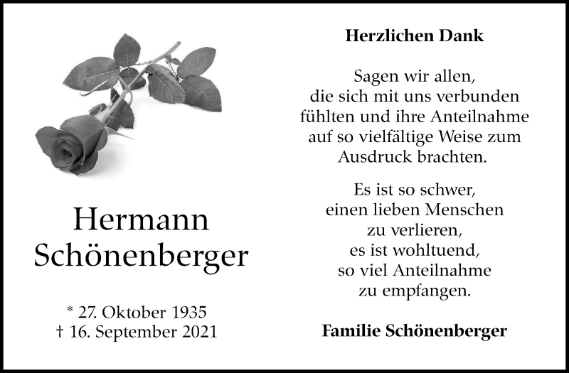  Traueranzeige für Hermann Schönenberger vom 02.10.2021 aus Stuttgarter Zeitung / Stuttgarter Nachrichten