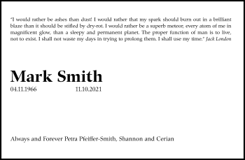 Traueranzeige von Mark Smith von Stuttgarter Zeitung / Stuttgarter Nachrichten