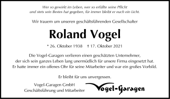 Traueranzeige von Roland Vogel von Stuttgarter Zeitung / Stuttgarter Nachrichten