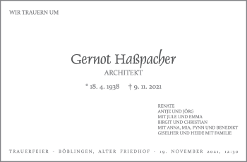 Traueranzeige von Gernot Haßpacher von Stuttgarter Zeitung / Stuttgarter Nachrichten