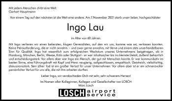 Traueranzeige von Ingo Lau von Stuttgarter Zeitung / Stuttgarter Nachrichten