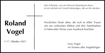 Traueranzeige von Roland Vogel von Stuttgarter Zeitung / Stuttgarter Nachrichten