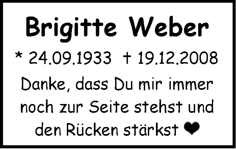  Traueranzeige für Brigitte  Weber vom 18.12.2021 aus Stuttgarter Zeitung / Stuttgarter Nachrichten
