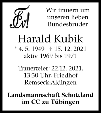 Traueranzeige von Harald Kubik von Stuttgarter Zeitung / Stuttgarter Nachrichten