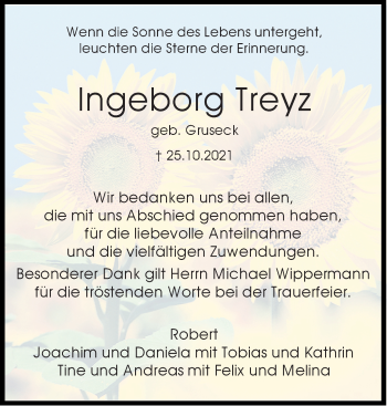 Traueranzeige von Ingeborg Treyz von Stuttgarter Zeitung / Stuttgarter Nachrichten
