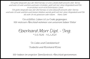 Traueranzeige von Eberhard Morr von Stuttgarter Zeitung / Stuttgarter Nachrichten