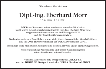 Traueranzeige von Eberhard Morr von Stuttgarter Zeitung / Stuttgarter Nachrichten