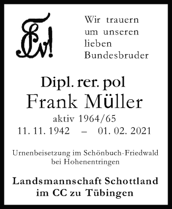 Traueranzeige von Frank Müller von Stuttgarter Zeitung / Stuttgarter Nachrichten