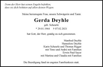 Traueranzeige von Gerda Deyhle von Stuttgarter Zeitung / Stuttgarter Nachrichten