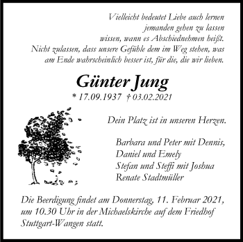 Traueranzeige von Günter Jung von Stuttgarter Zeitung / Stuttgarter Nachrichten