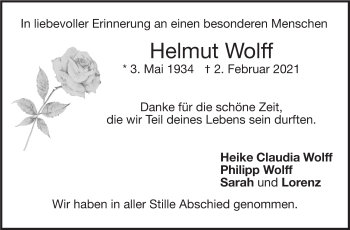 Traueranzeige von Helmut Wolff von Stuttgarter Zeitung / Stuttgarter Nachrichten