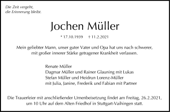 Traueranzeige von Jochen Müller von Stuttgarter Zeitung / Stuttgarter Nachrichten