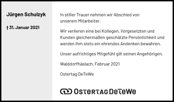 Traueranzeige von Jürgen Schulzyk von Stuttgarter Zeitung / Stuttgarter Nachrichten